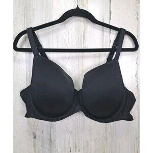 Cacique Underwire Black Cooling French Full Coverage Bra 44C Sheer Back Romantic